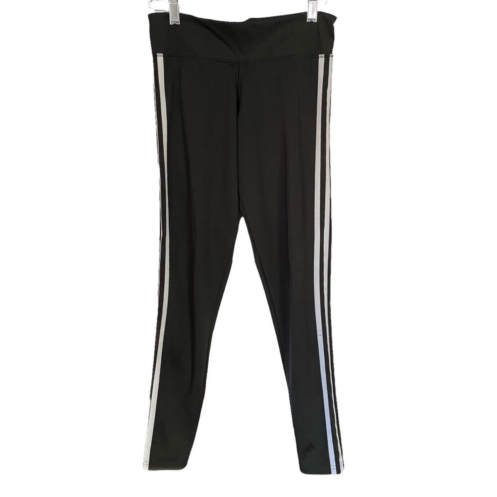 Adidas Womens D2M 3 Stripe Black White Climalite Leggings Size Small